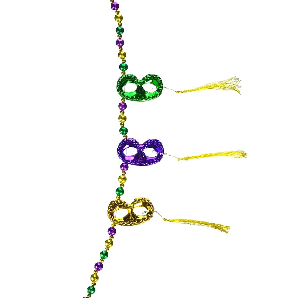 Masquerade Mask with Tassel Mardi Gras Bead Necklace / Party Accessory.